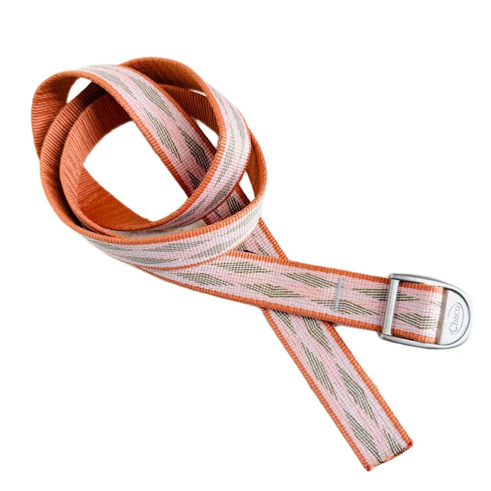 Chaco Webbing Belt Unisex One Size Coral White Olive Green Geometric Made in USA